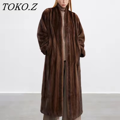 TOKO 2025 New Women's Fashion Solid Color Loose-Sleeved Fur Coat: Loose Fit, A Stylish And Elegant Winter And Autumn Warm Coat